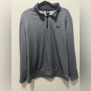 Under Armour Mens Shirt Pullover Grey Stripe Quarter Zip Lightweight XL